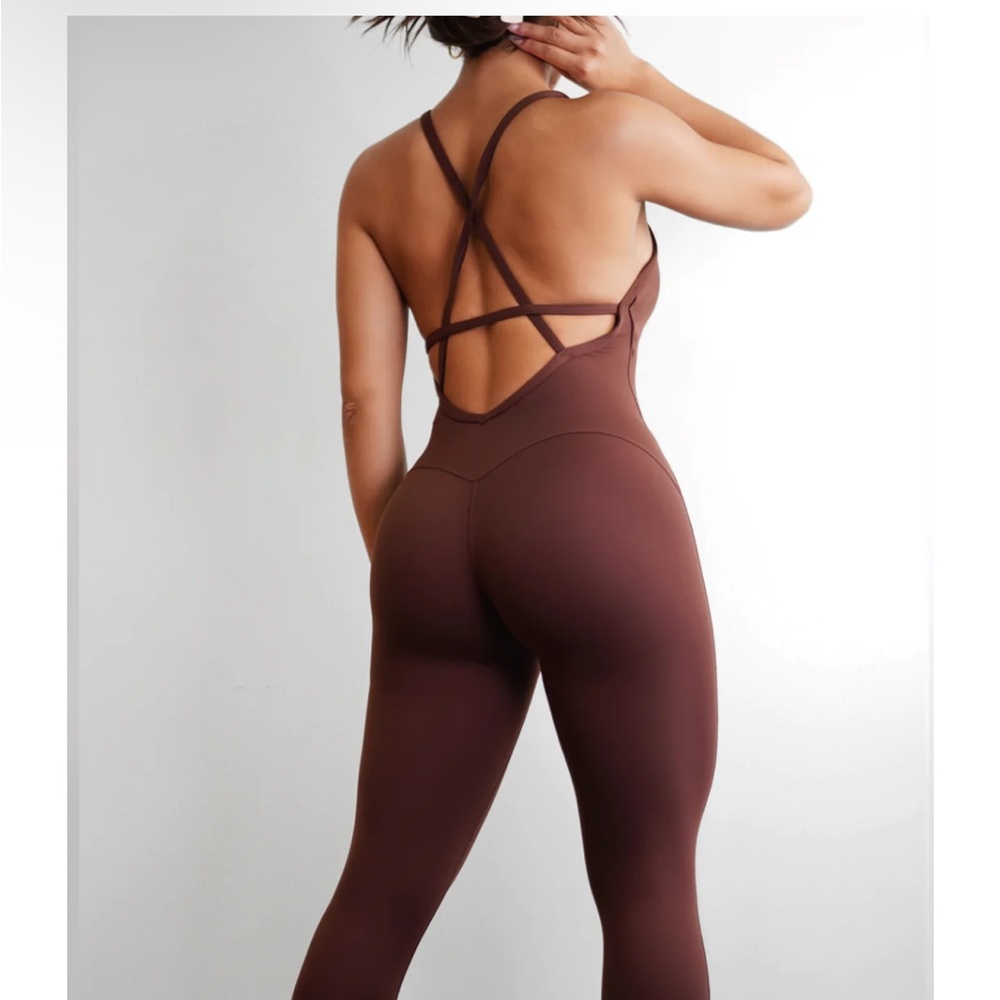 Brown gym romper
